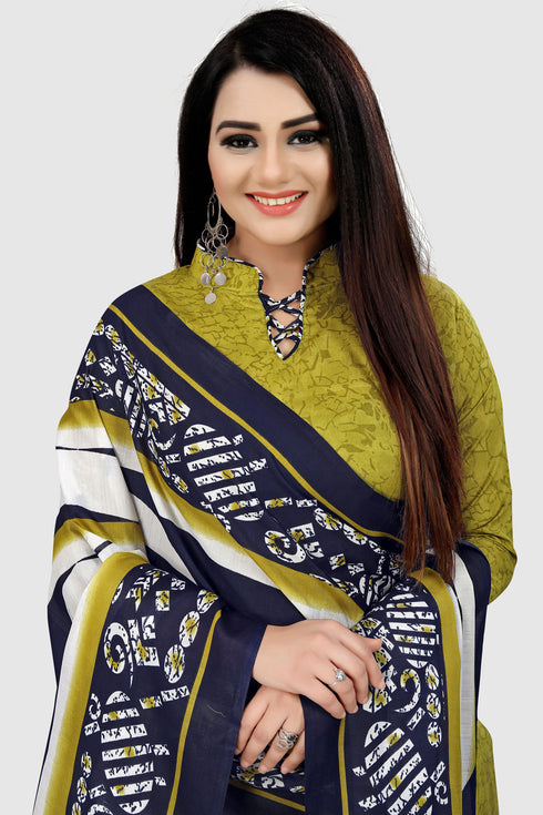 Light Green Cotton Blend Printed Unstitched Salwar Suit Material