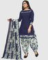 Navy Blue Cotton Blend Printed Unstitched Salwar Suit Material