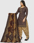 Brown Cotton Blend Printed Unstitched Salwar Suit Material