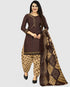 Brown Cotton Blend Printed Unstitched Salwar Suit Material