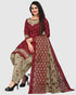 Red Cotton Blend Printed Unstitched Salwar Suit Material