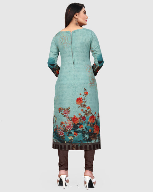 Pista Green Cotton Blend Printed Unstitched Salwar Suit Material