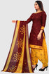 Maroon Cotton Blend Printed Unstitched Salwar Suit Material