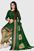 Green Cotton Blend Printed Unstitched Salwar Suit Material