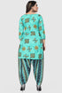 Turquoise Blue Cotton Blend Printed Unstitched Salwar Suit Material