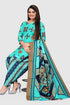 Turquoise Blue Cotton Blend Printed Unstitched Salwar Suit Material