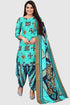 Turquoise Blue Cotton Blend Printed Unstitched Salwar Suit Material