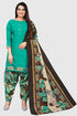 Turquoise Blue Cotton Blend Printed Unstitched Salwar Suit Material