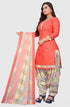 Peach Cotton Blend Printed Unstitched Salwar Suit Material