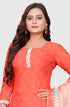 Peach Cotton Blend Printed Unstitched Salwar Suit Material