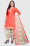 Peach Cotton Blend Printed Unstitched Salwar Suit Material