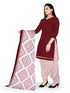 Maroon & Beige Cotton Blend Printed Unstitched Salwar Suit Material