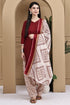 Maroon Cotton Blend Printed Readymade Patiala Salwar Suit