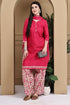 Pink Cotton Blend Printed Readymade Patiala Salwar Suit
