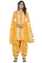 Yellow Cotton Blend Embroidered Unstitched Salwar Suit Material