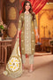 Beige & White Cotton Blend Embroidered Unstitched Salwar Suit Material