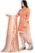 Light Orange & White Cotton Blend Printed Unstitched Salwar Suit Material