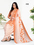 Light Orange & White Cotton Blend Printed Unstitched Salwar Suit Material