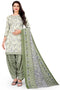 Beige & Grey Cotton Blend Printed Unstitched Salwar Suit Material