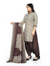 Grey Cotton Blend Printed Unstitched Salwar Suit Material