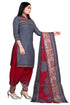 Grey Cotton Blend Printed Unstitched Salwar Suit Material