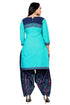 Aqua Cotton Blend Printed Unstitched Salwar Suit Material