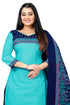Aqua Cotton Blend Printed Unstitched Salwar Suit Material
