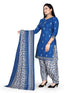 Blue Cotton Blend Printed Unstitched Salwar Suit Material