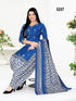 Blue Cotton Blend Printed Unstitched Salwar Suit Material