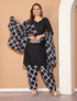 Black Polyester Cotton Printed Salwar Suit with Dupatta