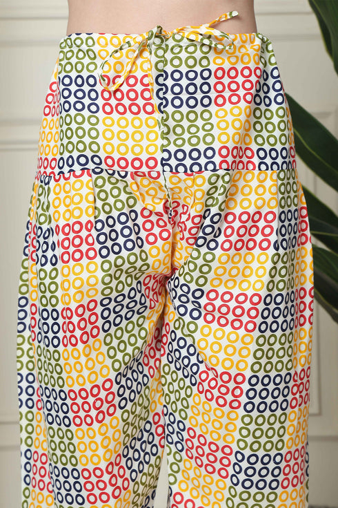 Peach Polyester Cotton Printed Salwar Suit with Dupatta