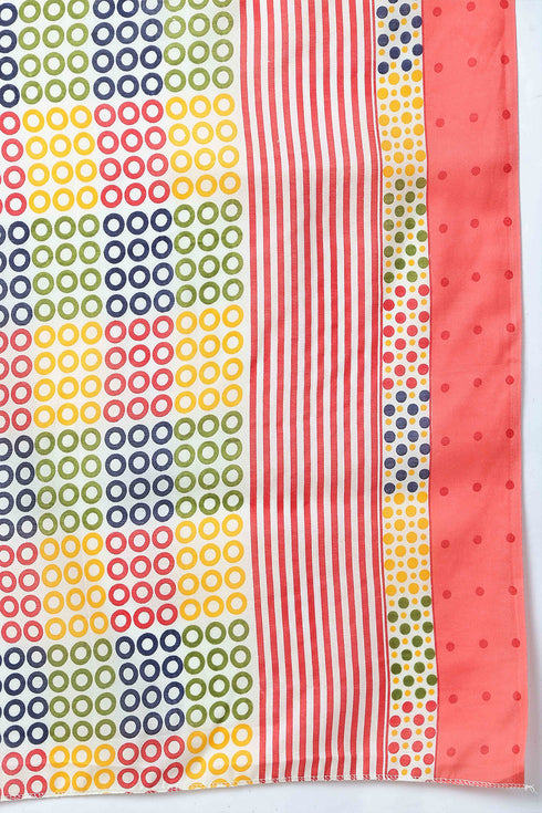 Peach Polyester Cotton Printed Salwar Suit with Dupatta