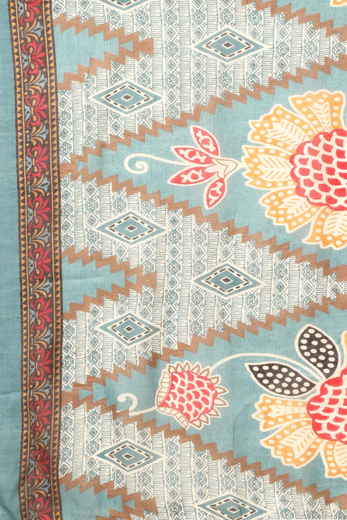 Sea Green Cotton Blend Printed Ready to Wear Patiala Salwar Suit