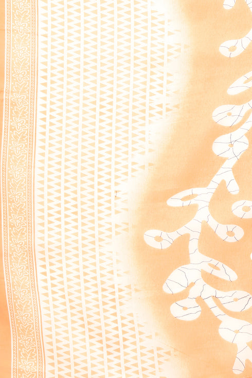 Light Orange & White Cotton Blend Printed Ready to Wear Patiala Salwar Suit