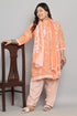 Light Orange & White Cotton Blend Printed Ready to Wear Patiala Salwar Suit