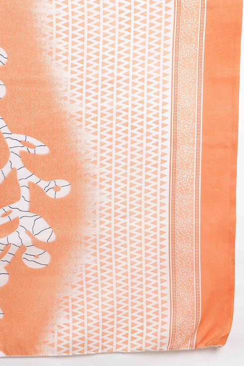 Light Orange & White Cotton Blend Printed Ready to Wear Patiala Salwar Suit