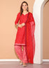 Maroon Cotton Blend Printed Ready to Wear Patiala Salwar Suit