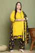 Mustard Cotton Blend Printed Plus Size Ready to Wear Patiala Salwar Suit