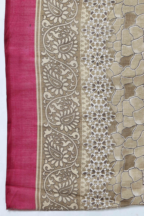 Wine Cotton Blend Printed Readymade Patiala Salwar Suit