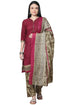 Wine Cotton Blend Printed Readymade Patiala Salwar Suit