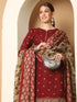 Maroon Cotton Blend Printed Ready to Wear Patiala Salwar Suit
