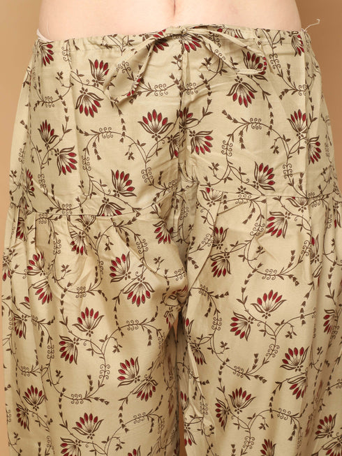 Maroon Cotton Blend Printed Ready to Wear Patiala Salwar Suit