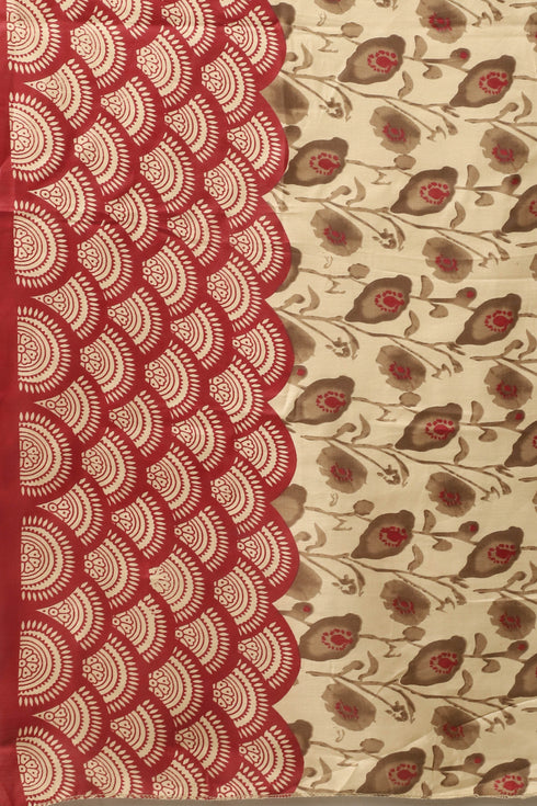 Maroon Cotton Blend Printed Ready to Wear Patiala Salwar Suit