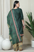 Green Cotton Blend Printed Readymade Patiala Salwar Suit