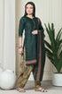 Green Cotton Blend Printed Readymade Patiala Salwar Suit