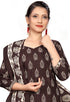 Brown Cotton Blend Printed Readymade Patiala Salwar Suit