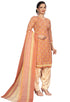 Light Orange Cotton Blend Printed Readymade Patiala Salwar Suit