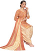 Light Orange Cotton Blend Printed Readymade Patiala Salwar Suit