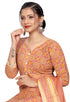 Light Orange Cotton Blend Printed Readymade Patiala Salwar Suit