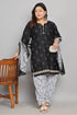 Black Cotton Blend Printed Ready to Wear Patiala Salwar Suit